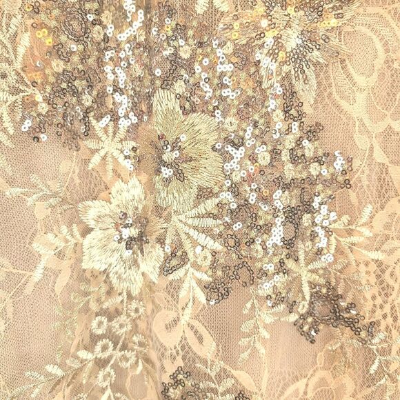 MAC DUGGAL 67842 Taupe Beaded Embroidered Lace Bell Sleeve Gown Womens (12) $698 - Picture 8 of 16